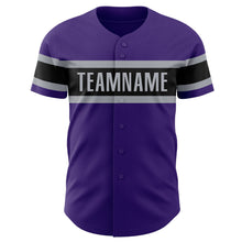 Load image into Gallery viewer, Custom Purple Black-Gray Authentic Baseball Jersey
