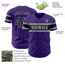 Load image into Gallery viewer, Custom Purple Black-Gray Authentic Baseball Jersey
