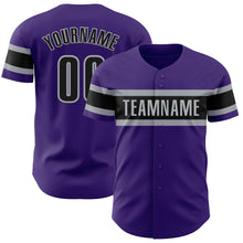 Load image into Gallery viewer, Custom Purple Black-Gray Authentic Baseball Jersey
