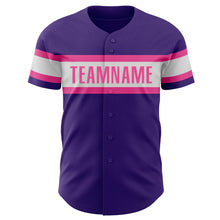 Load image into Gallery viewer, Custom Purple White-Pink Authentic Baseball Jersey
