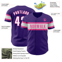 Load image into Gallery viewer, Custom Purple White-Pink Authentic Baseball Jersey
