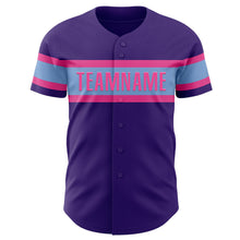 Load image into Gallery viewer, Custom Purple Light Blue-Pink Authentic Baseball Jersey
