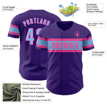 Load image into Gallery viewer, Custom Purple Light Blue-Pink Authentic Baseball Jersey
