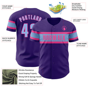 Custom Purple Light Blue-Pink Authentic Baseball Jersey