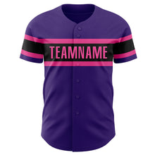 Load image into Gallery viewer, Custom Purple Black-Pink Authentic Baseball Jersey
