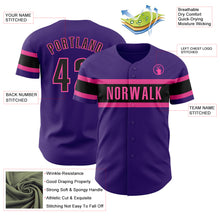 Load image into Gallery viewer, Custom Purple Black-Pink Authentic Baseball Jersey
