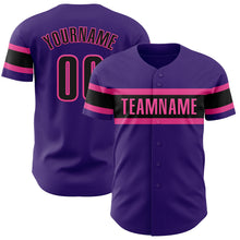 Load image into Gallery viewer, Custom Purple Black-Pink Authentic Baseball Jersey
