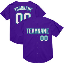 Charger l&#39;image dans la galerie, Custom Purple White-Teal Mesh Authentic Throwback Baseball Jersey
