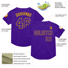 Charger l&#39;image dans la galerie, Custom Purple Gold Mesh Authentic Throwback Baseball Jersey
