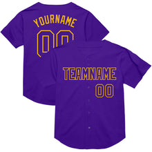 Charger l&#39;image dans la galerie, Custom Purple Gold Mesh Authentic Throwback Baseball Jersey
