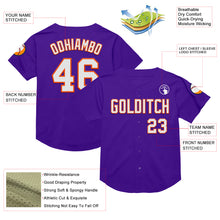 Charger l&#39;image dans la galerie, Custom Purple White-Orange Mesh Authentic Throwback Baseball Jersey
