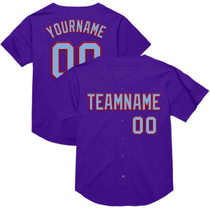 Custom Purple Light Blue-Red Mesh Authentic Throwback Baseball Jersey