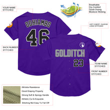 Load image into Gallery viewer, Custom Purple Black-Gray Mesh Authentic Throwback Baseball Jersey
