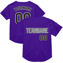 Load image into Gallery viewer, Custom Purple Black-Gray Mesh Authentic Throwback Baseball Jersey
