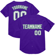 Загрузить изображение в средство просмотра галереи, Custom Purple Kelly Green-Gray Mesh Authentic Throwback Baseball Jersey
