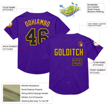 Загрузить изображение в средство просмотра галереи, Custom Purple Black-Gold Mesh Authentic Throwback Baseball Jersey
