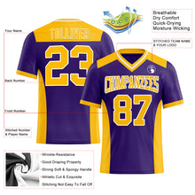 Load image into Gallery viewer, Custom Purple Gold-White Mesh Authentic Football Jersey
