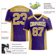 Charger l&#39;image dans la galerie, Custom Purple Old Gold-White Mesh Authentic Football Jersey
