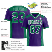 Загрузить изображение в средство просмотра галереи, Custom Purple Kelly Green-White Mesh Authentic Football Jersey
