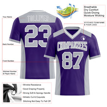 Charger l&#39;image dans la galerie, Custom Purple Gray-White Mesh Authentic Football Jersey
