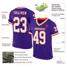 Загрузить изображение в средство просмотра галереи, Custom Purple White-Orange Mesh Authentic Throwback Football Jersey
