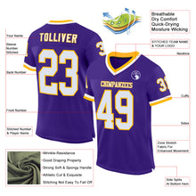 Charger l&#39;image dans la galerie, Custom Purple White-Gold Mesh Authentic Throwback Football Jersey
