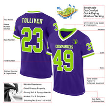 Charger l&#39;image dans la galerie, Custom Purple Neon Green-White Mesh Authentic Throwback Football Jersey
