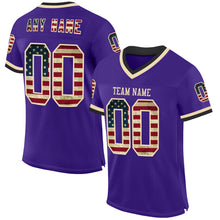 Charger l&#39;image dans la galerie, Custom Purple Vintage USA Flag Cream-Black Mesh Authentic Throwback Football Jersey
