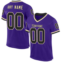 Charger l&#39;image dans la galerie, Custom Purple Black-Cream Mesh Authentic Throwback Football Jersey
