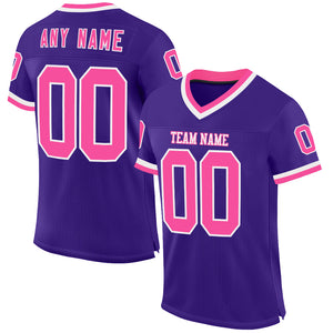 Custom Purple Pink-White Mesh Authentic Throwback Football Jersey