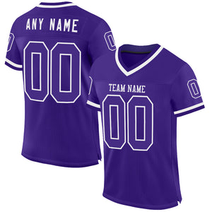 Custom Purple White Mesh Authentic Throwback Football Jersey