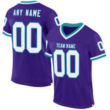 Загрузить изображение в средство просмотра галереи, Custom Purple White-Teal Mesh Authentic Throwback Football Jersey
