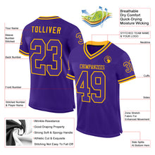 Загрузить изображение в средство просмотра галереи, Custom Purple Gold Mesh Authentic Throwback Football Jersey
