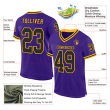 Загрузить изображение в средство просмотра галереи, Custom Purple Black-Gold Mesh Authentic Throwback Football Jersey
