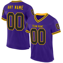 Загрузить изображение в средство просмотра галереи, Custom Purple Black-Gold Mesh Authentic Throwback Football Jersey
