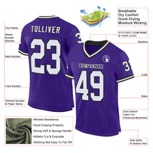 Загрузить изображение в средство просмотра галереи, Custom Purple White-Black Mesh Authentic Throwback Football Jersey
