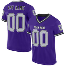 Загрузить изображение в средство просмотра галереи, Custom Purple Gray-Black Mesh Authentic Throwback Football Jersey
