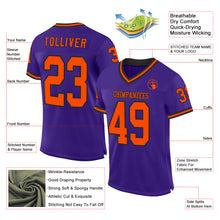 Load image into Gallery viewer, Custom Purple Orange-Black Mesh Authentic Throwback Football Jersey
