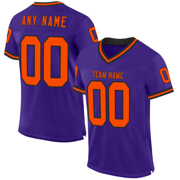 Custom Purple Orange-Black Mesh Authentic Throwback Football Jersey