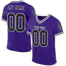 Laden Sie das Bild in den Galerie-Viewer, Custom Purple Black-White Mesh Authentic Throwback Football Jersey
