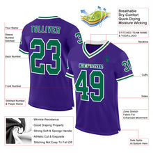 Загрузить изображение в средство просмотра галереи, Custom Purple Kelly Green-White Mesh Authentic Throwback Football Jersey
