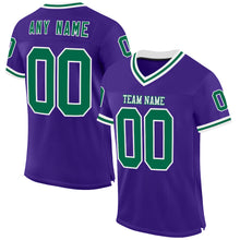 Загрузить изображение в средство просмотра галереи, Custom Purple Kelly Green-White Mesh Authentic Throwback Football Jersey
