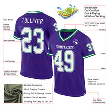 Загрузить изображение в средство просмотра галереи, Custom Purple White-Kelly Green Mesh Authentic Throwback Football Jersey
