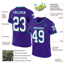 Загрузить изображение в средство просмотра галереи, Custom Purple Black-Teal Mesh Authentic Throwback Football Jersey
