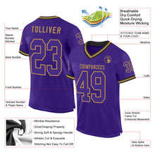 Загрузить изображение в средство просмотра галереи, Custom Purple Old Gold-Black Mesh Authentic Throwback Football Jersey
