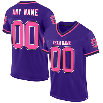 Custom Purple Pink-Black Mesh Authentic Throwback Football Jersey