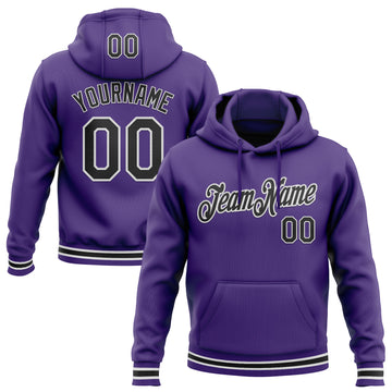 Custom Stitched Purple Black-White Sports Pullover Sweatshirt Hoodie