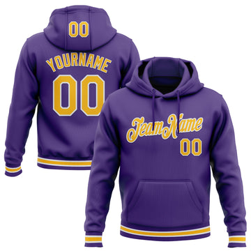 Custom Stitched Purple Gold-White Sports Pullover Sweatshirt Hoodie