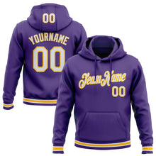 Загрузить изображение в средство просмотра галереи, Custom Stitched Purple White-Gold Sports Pullover Sweatshirt Hoodie
