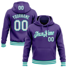 Загрузить изображение в средство просмотра галереи, Custom Stitched Purple White-Aqua Sports Pullover Sweatshirt Hoodie
